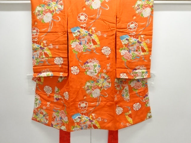 JAPANESE KIMONO / ANTIQUE KIMONO / FLORAL DRUM & FAN
